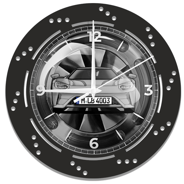GT Wanduhr personalisiert mit deinem Auto u. Kennzeichen!