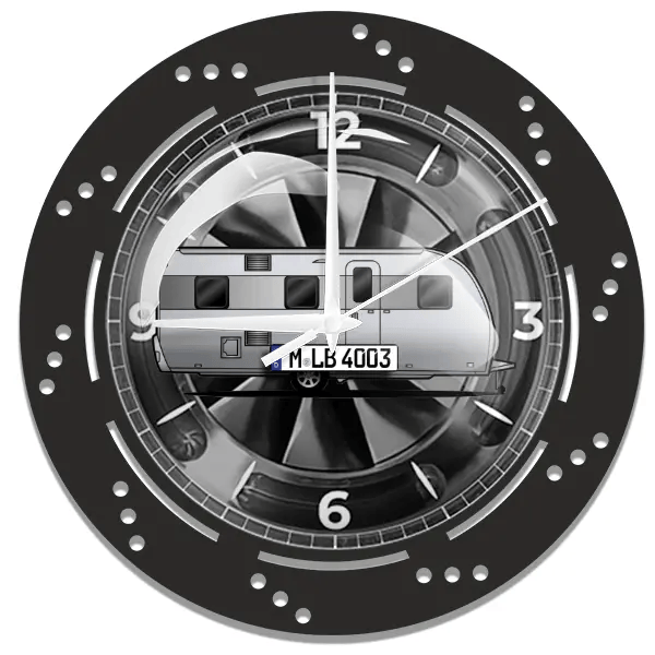 Adora 573 PT Wanduhr personalisiert mit deinem Wohnwagen u. Kennzeichen!