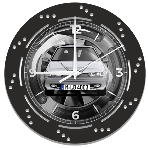 145 Wanduhr personalisiert mit deinem Auto u. Kennzeichen!