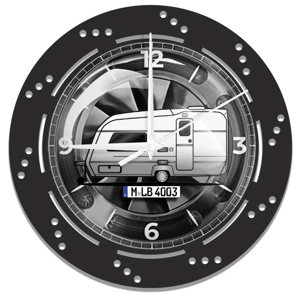 Daystar Wanduhr personalisiert mit deinem Wohnwagen u. Kennzeichen!