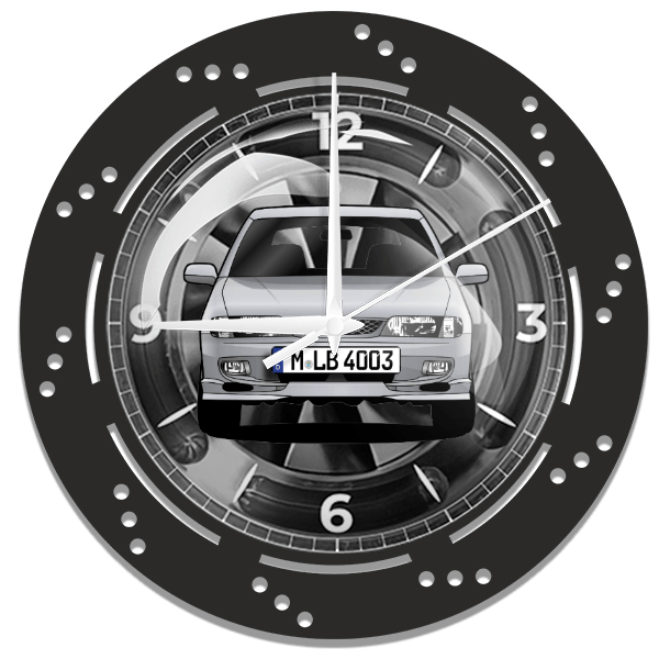 Almera (3-Türer) Wanduhr personalisiert mit deinem Auto u. Kennzeichen!