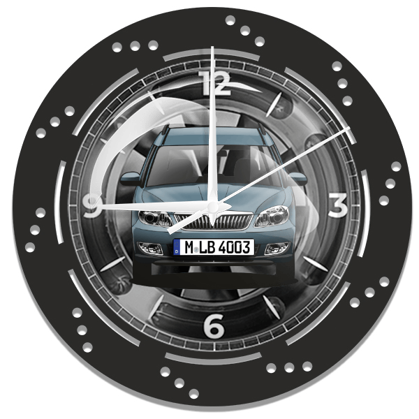 Roomster Wanduhr personalisiert mit deinem Auto u. Kennzeichen!
