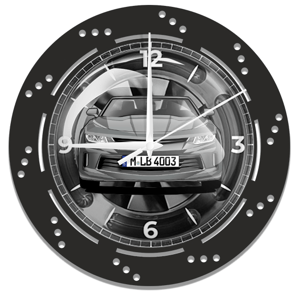Camaro Cabriolet Wanduhr personalisiert mit deinem Auto u. Kennzeichen!