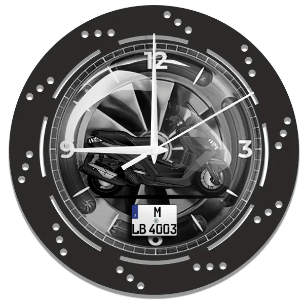 Pulsion Wanduhr personalisiert mit deinem Motorrad u. Kennzeichen!