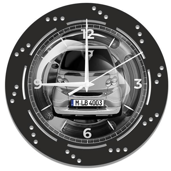 ForTwo Brabus Wanduhr personalisiert mit deinem Auto u. Kennzeichen!