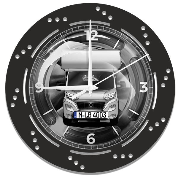 A70 Wanduhr personalisiert mit deinem Wohnwagen u. Kennzeichen!