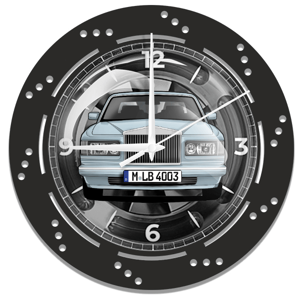Silver Spirit Limousine Wanduhr personalisiert mit deinem Auto u. Kennzeichen!
