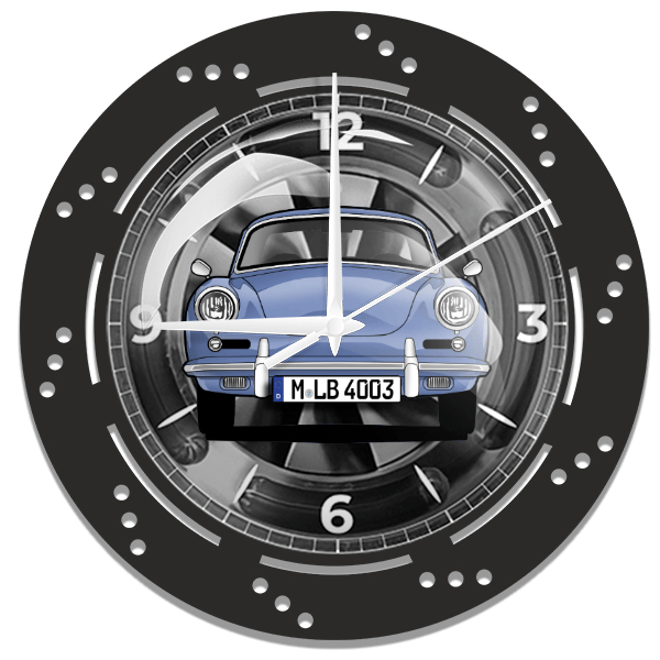 356 B Coupe Wanduhr personalisiert mit deinem Auto u. Kennzeichen!