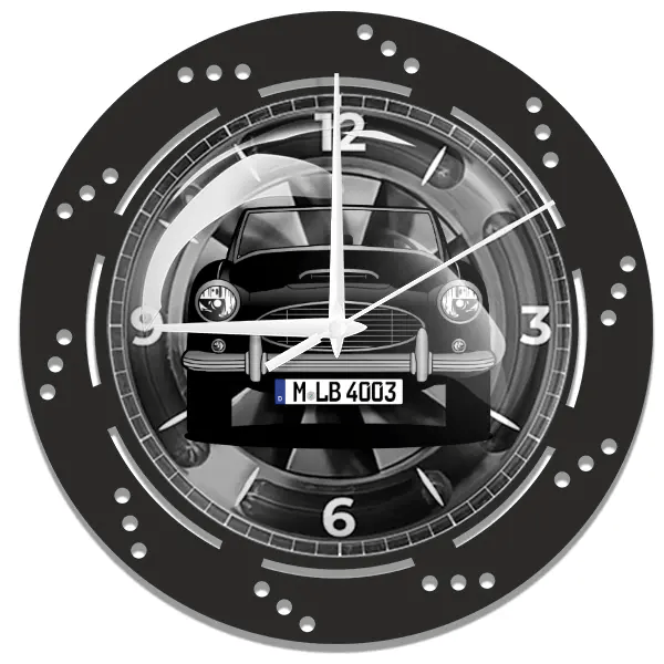 3000 Wanduhr personalisiert mit deinem Auto u. Kennzeichen!