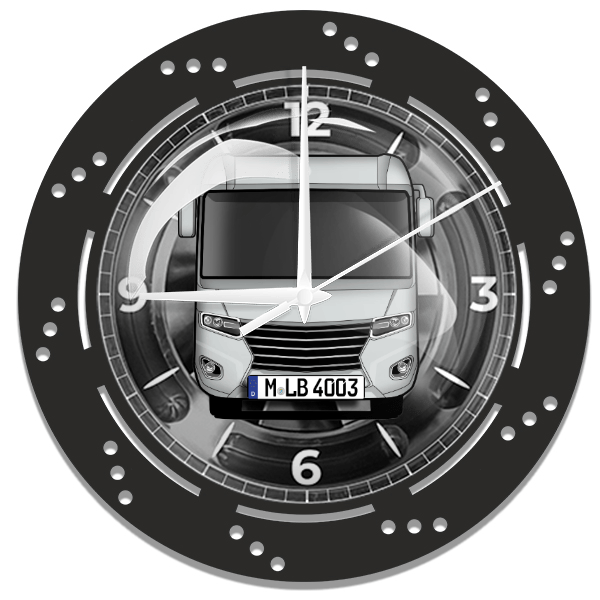 740 Wanduhr personalisiert mit deinem Wohnwagen u. Kennzeichen!