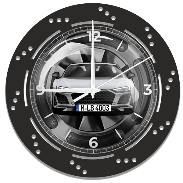 R8 Wanduhr personalisiert mit deinem Auto u. Kennzeichen!