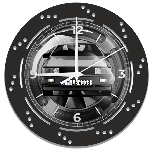 Quattro Wanduhr personalisiert mit deinem Auto u. Kennzeichen!
