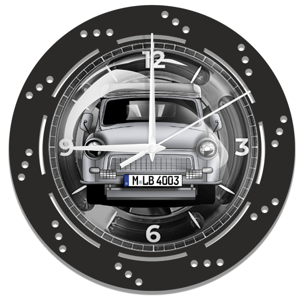 Trabant Wanduhr personalisiert mit deinem Auto u. Kennzeichen!