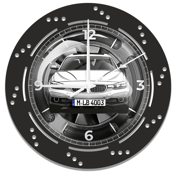 4er Reihe Coupe Wanduhr personalisiert mit deinem Auto u. Kennzeichen!