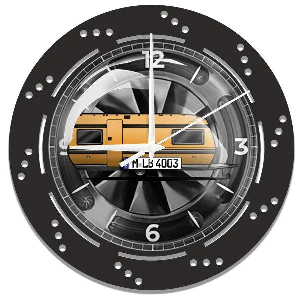 535 Wanduhr personalisiert mit deinem Wohnwagen u. Kennzeichen!