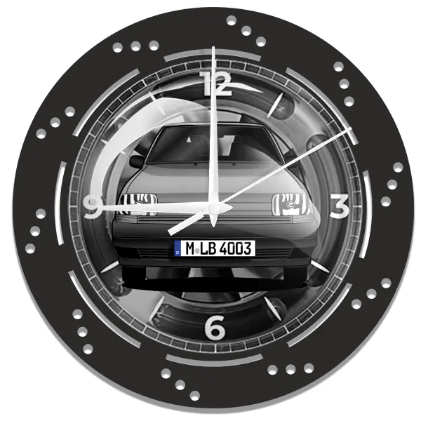 5 (5-Türer) Wanduhr personalisiert mit deinem Auto u. Kennzeichen!