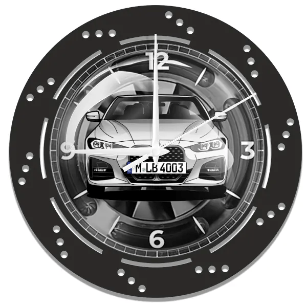 4er Reihe Cabriolet Wanduhr personalisiert mit deinem Auto u. Kennzeichen!