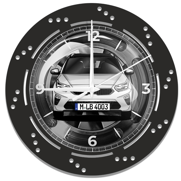Seed SW Wanduhr personalisiert mit deinem Auto u. Kennzeichen!