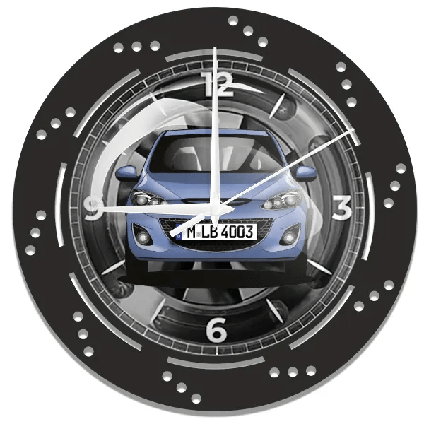 2 (3-Türer) Wanduhr personalisiert mit deinem Auto u. Kennzeichen!