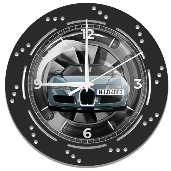 Veyron Wanduhr personalisiert mit deinem Auto u. Kennzeichen!