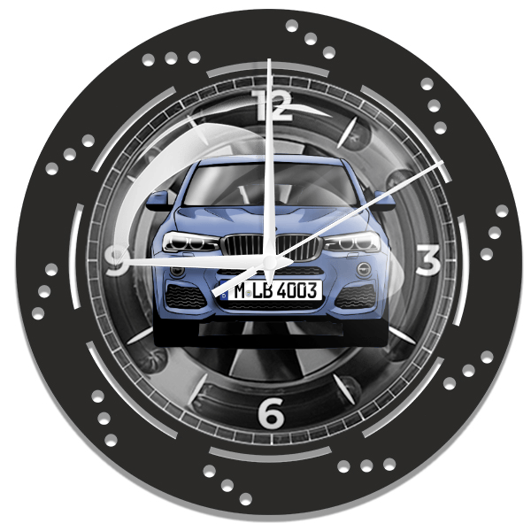 X4 Wanduhr personalisiert mit deinem Auto u. Kennzeichen!