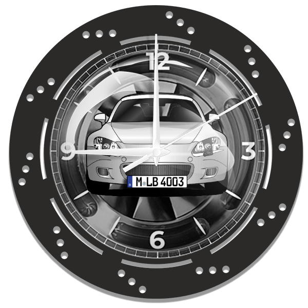 S2000 Wanduhr personalisiert mit deinem Auto u. Kennzeichen!