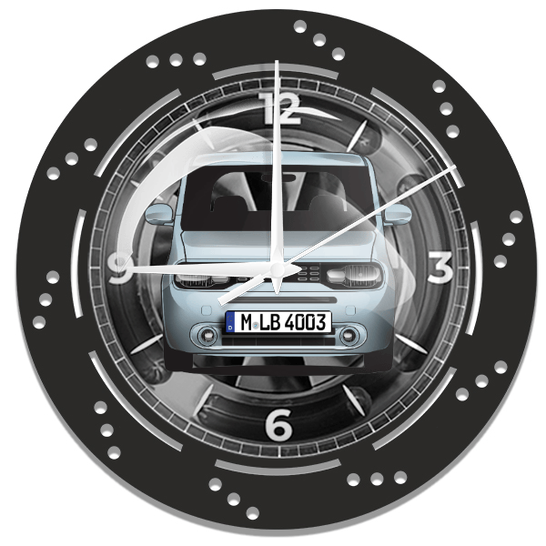 Cube Wanduhr personalisiert mit deinem Auto u. Kennzeichen!