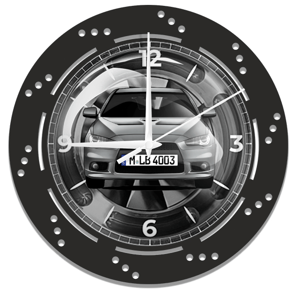 Lancer Sportback Ralliart Wanduhr personalisiert mit deinem Auto u. Kennzeichen!