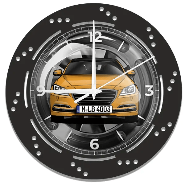Genesis Wanduhr personalisiert mit deinem Auto u. Kennzeichen!