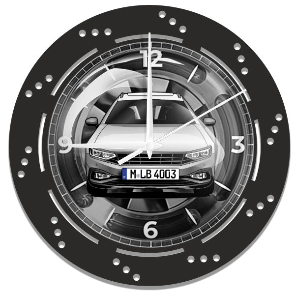 Passat Alltrack Wanduhr personalisiert mit deinem Auto u. Kennzeichen!