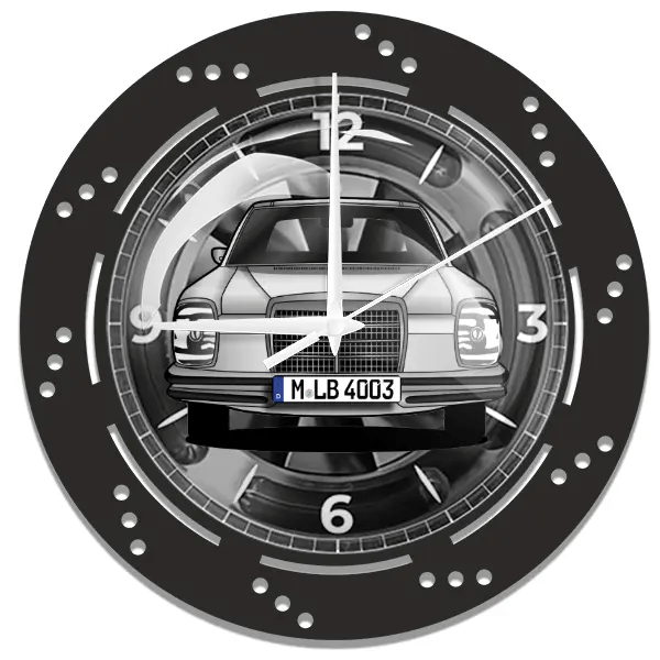 W 114 Coupe Wanduhr personalisiert mit deinem Auto u. Kennzeichen!
