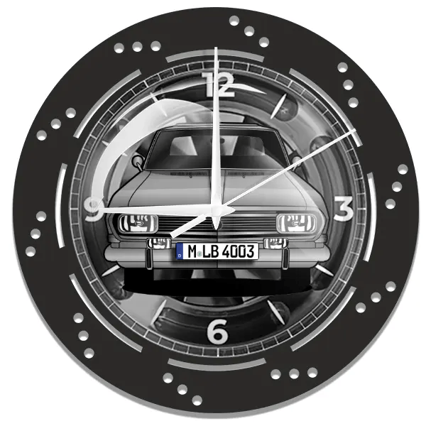 Rekord Limousine Wanduhr personalisiert mit deinem Auto u. Kennzeichen!