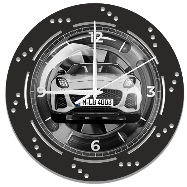 F-Type SVR Wanduhr personalisiert mit deinem Auto u. Kennzeichen!