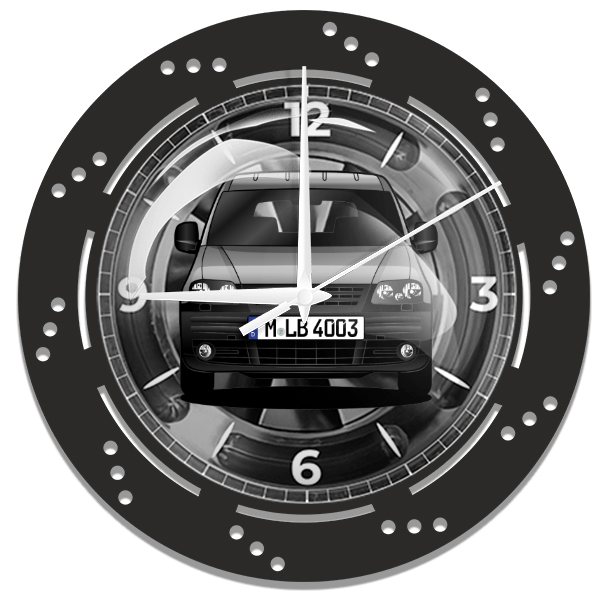 Caddy Wanduhr personalisiert mit deinem Auto u. Kennzeichen!