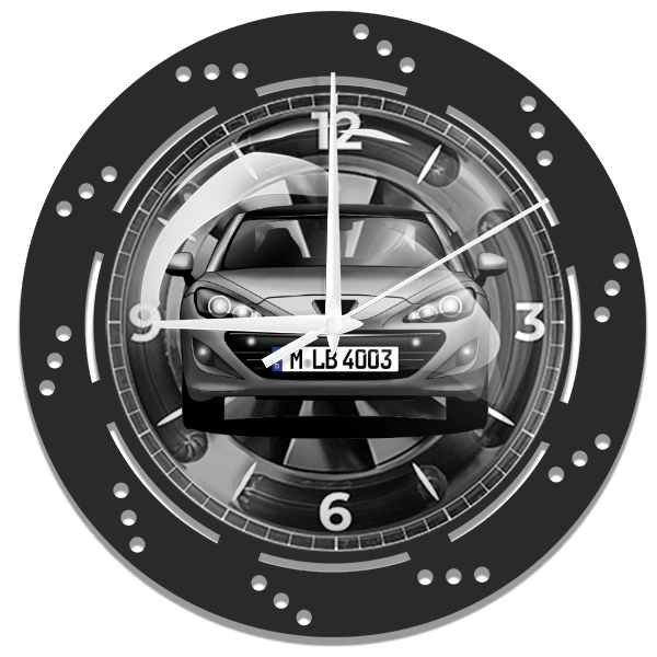 RCZ Wanduhr personalisiert mit deinem Auto u. Kennzeichen!