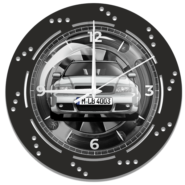 RS4 Wanduhr personalisiert mit deinem Auto u. Kennzeichen!