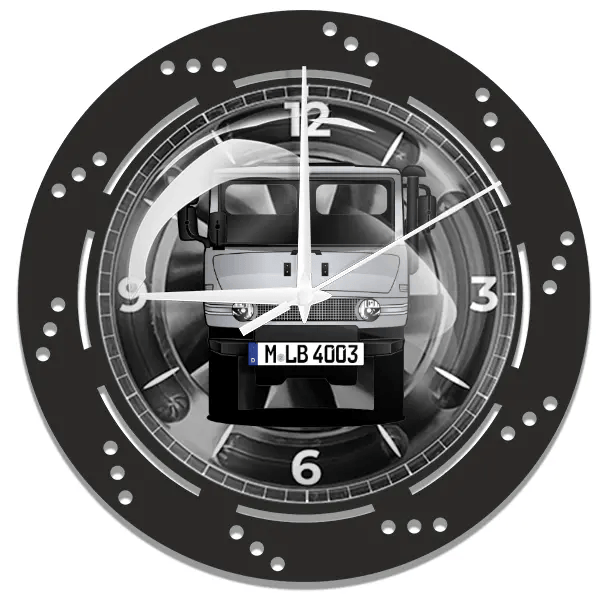 Unimog Baureihe 407 Wanduhr personalisiert mit deinem LKW u. Kennzeichen!