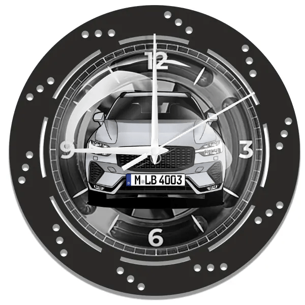 XC60 Wanduhr personalisiert mit deinem Auto u. Kennzeichen!