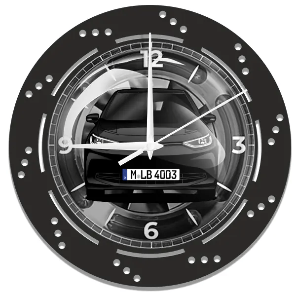 ID.3 Wanduhr personalisiert mit deinem Auto u. Kennzeichen!