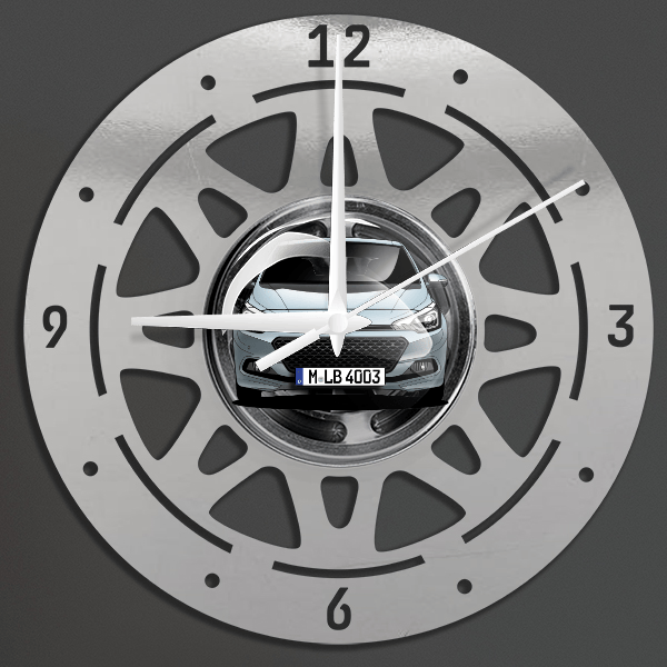 i20 Wanduhr personalisiert mit deinem Auto u. Kennzeichen!
