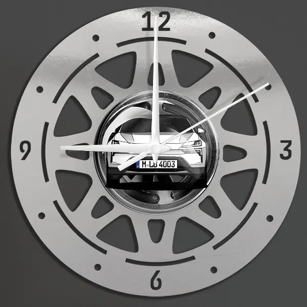 4 Wanduhr personalisiert mit deinem Auto u. Kennzeichen!