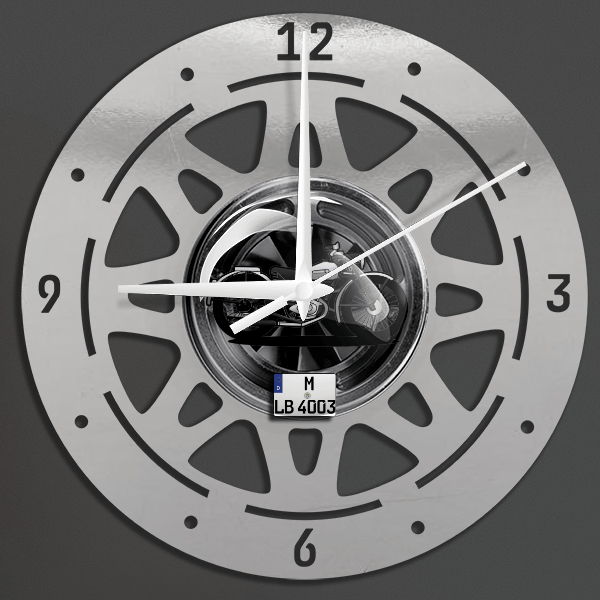 Model 125 Wanduhr personalisiert mit deinem Motorrad u. Kennzeichen!
