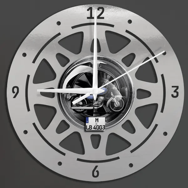 RS-100T Wanduhr personalisiert mit deinem Motorrad u. Kennzeichen!