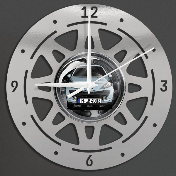 207 (5-Türer) Wanduhr personalisiert mit deinem Auto u. Kennzeichen!