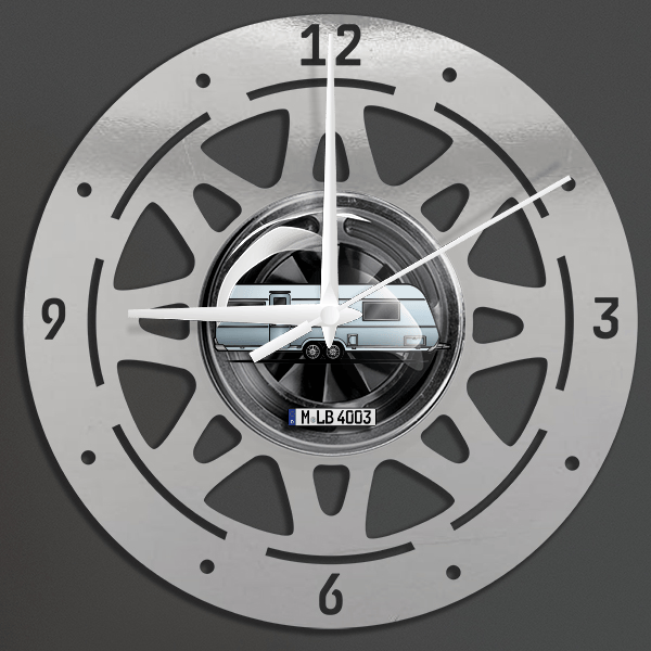 660 Wanduhr personalisiert mit deinem Campinganhänger u. Kennzeichen!