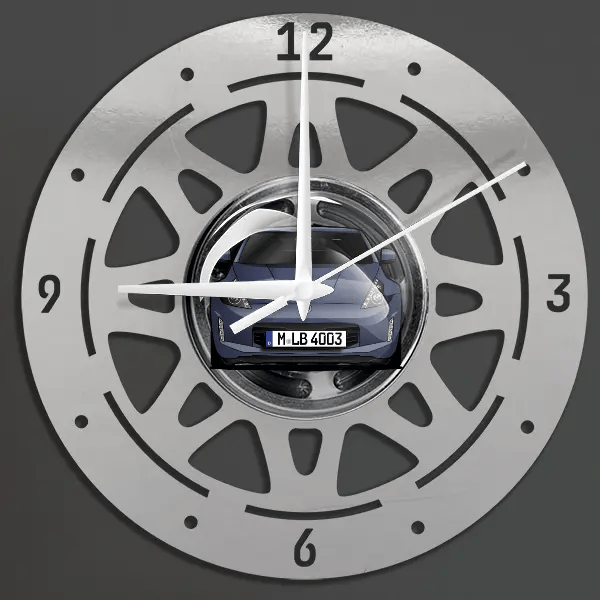 370Z Wanduhr personalisiert mit deinem Auto u. Kennzeichen!
