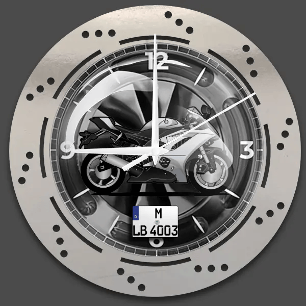 YZF-R6 Wanduhr personalisiert mit deinem Motorrad u. Kennzeichen!
