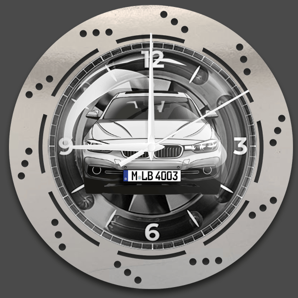 4er Reihe Gran Coupe Wanduhr personalisiert mit deinem Auto u. Kennzeichen!