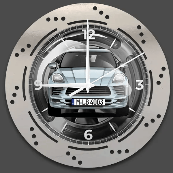 Macan Wanduhr personalisiert mit deinem Auto u. Kennzeichen!