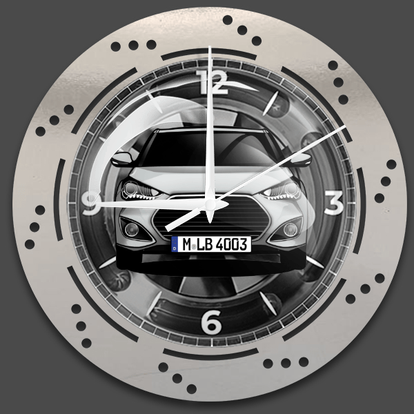 Veloster Wanduhr personalisiert mit deinem Auto u. Kennzeichen!